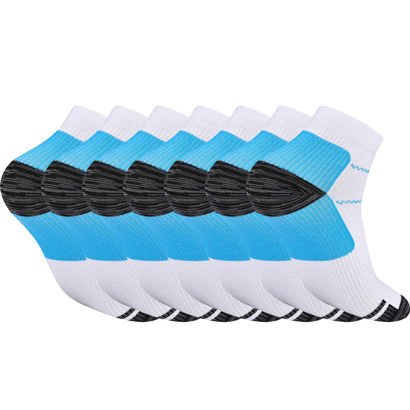 Pnosnesy 6/7 Pairs Compression Socks for Men & Women Plantar Fasciitis Socks Low Cut Sports Socks Athletic Socks with Arch Support Plantar Fasciitis S-M Blue-7 Pairs - NewNest Australia