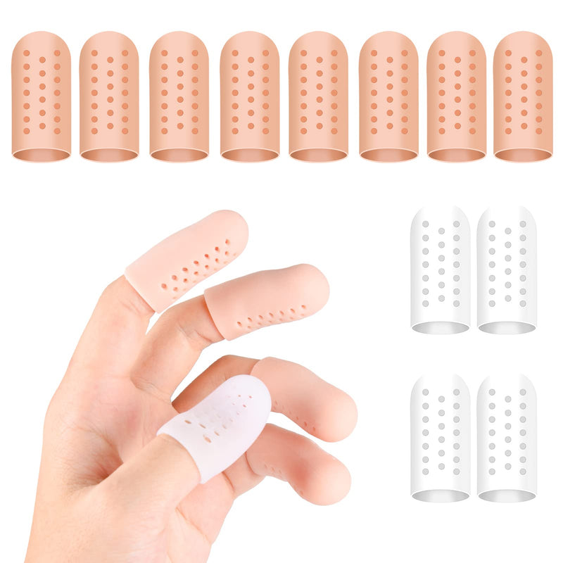 RosewineC 12pcs Gel Finger Cots Silicone Finger Protectors, Breathable Finger Sleeves Finger Bandages, Finger Covers with Hole for Hand Eczema, Finger Cracking or Arthritis, 2 Colors - NewNest Australia
