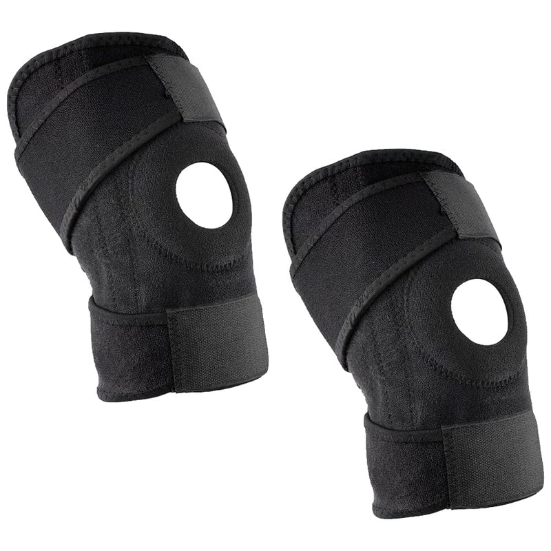 KAV Neoprene Adjustable 2X Knee Support for Arthritis, Joint Pain Relief, ACL, Meniscus Tear, Runners, Walking and Running | Patella Knee Brace with Strap for Men and Women- Black Pads, Pack of 2 - NewNest Australia