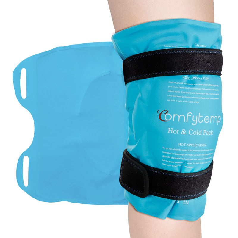 Comfytemp Flexible Knee Ice Pack Wrap, Reusable Gel Cold Pack for Knee Pain Relief, Hot & Cold Compress Therapy for Leg Injuries, Knee Replacement Surgery, Arthritis, Bruises & Sprains 13.8“x10.6" - NewNest Australia