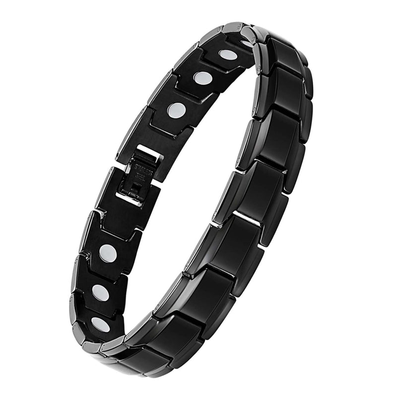 Jecanori Titanium Steel Magnetic Bracelet for Men Women,Unisex Style Ultra Strength Magnets Brazaletes(3500 Guass),Adjustable Size Wirstband with Adjustment Tool and Jewelry Gift Box (Black) Black - NewNest Australia