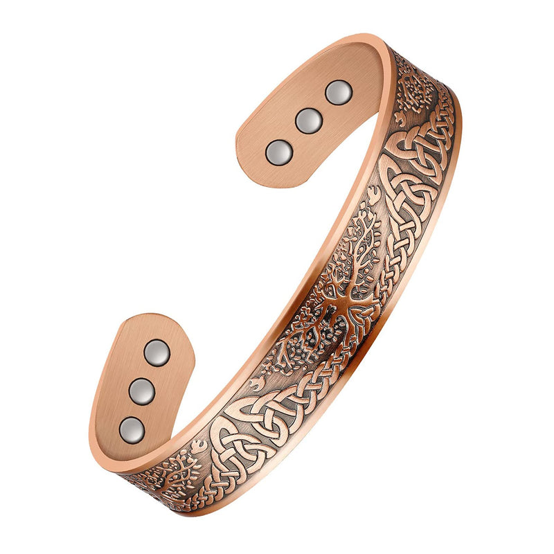 Jeracol Copper Magnetic Bracelet for Men Women,Tree of Life 100% Solid Copper Cuff Bangle with 6 3500 Guass Magnets,Adjustable Size Brazaletes with Jewellry Gift Box 17.5-Tree - NewNest Australia