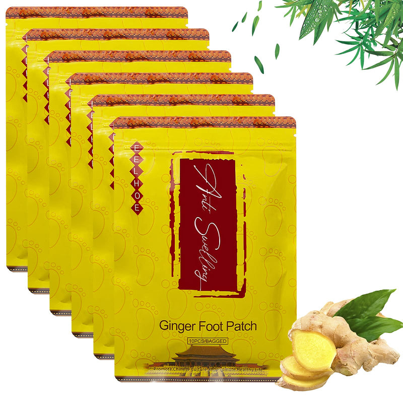 60Pcs Detox Foot Pads to Remove Toxins, Ginger Detox Foot Pads - Anti Swelling Ginger Detoxing Patch, Detox Foot Patches, Cleansing Detox Foot Pads for Foot Care Relieve Stress Improve Sleep 60pcs - NewNest Australia