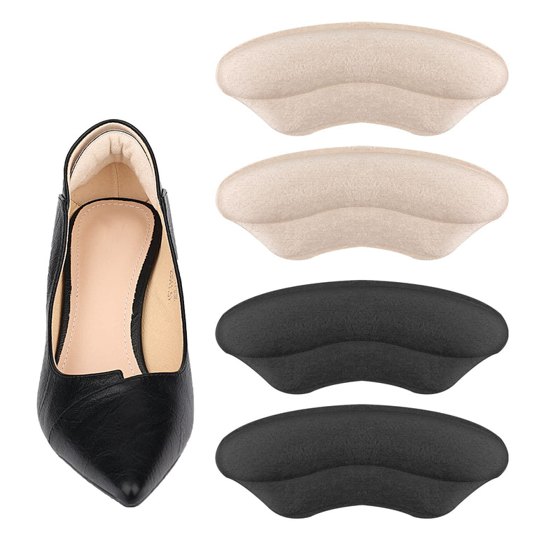 LUTER 2pairs Heel Pads, Soft Heel Cushion Inserts Shoes Too Big Inserts Heel Cushion Pads Self Adhesive Shoe Pads Heel Grips Heel Protectors Heel Inserts for Women Men Most Shoes (Apricot, Black) - NewNest Australia