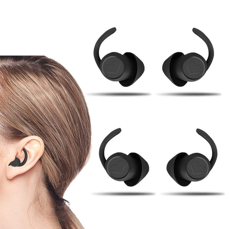 Earplugs Noise Cancelling Ear Plugs for Sleep,2 Pairs Silicone Reusable Earplugs Noise Reduction Earbuds for Snoring Concert Study Motorcycle Work Flying Travel Essentials Black - NewNest Australia