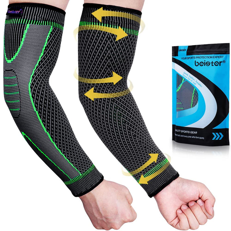 beister Elbow Braces Compression Arm Sleeves for Men & Women (1 Pair), Non-Slip Breathable Arm Support for Tendonitis, Tennis Elbow, Golf Elbow, Arthritis, Weightlifting, Workouts Green L - NewNest Australia