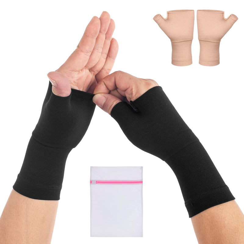 360 RELIEF Wrist and Thumb Support - for Arthritis | Joint Pain, Sprain, Sports, Hand Instability, Improve Circulation | for Men and Women | 1 Pair - 2 PCS, Medium, Black with Mesh Laundry Bag | M - NewNest Australia