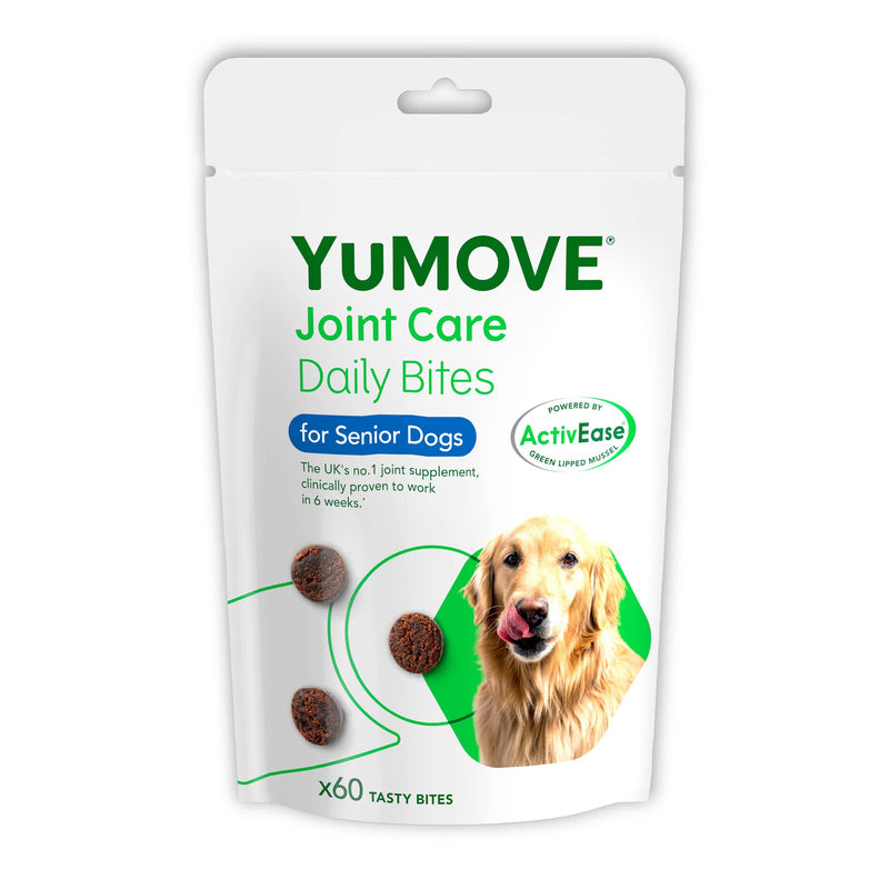 Lintbells YuMOVE Daily Bites For Senior Dogs | High Strength Hip and Joint Supplement Designed for Older, Stiff Dogs, with Glucosamine, Chondroitin, Green Lipped Mussel | Aged 9+ | 60 Chews, White 60 count - PawsPlanet Australia