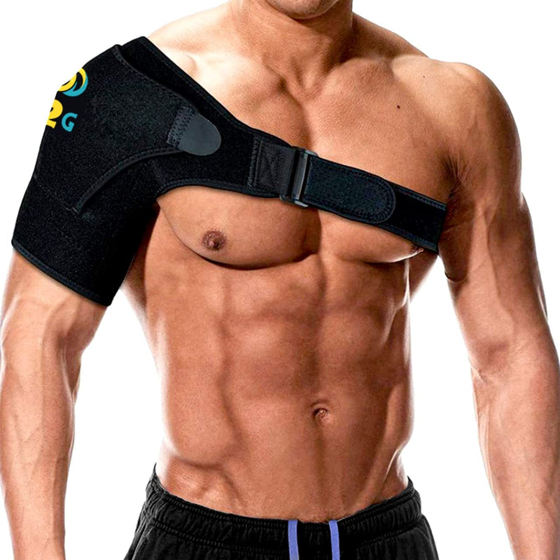 Adjustable Shoulder Brace Support - For Men Women Rotator Cuff Dislocated Joints, Labrum Tear, Frozen Arm, Bursitis, Muscle Pain Relief, Fits Both Right or Left, Black, One Size - NewNest Australia