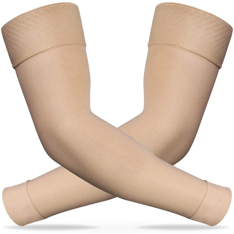 Ailaka Medical Compression Arm Sleeves for Men Women - 20-30 mmHg Lymphedema Compression Sleeves Support for Arms Pain, Swelling, Edema, Post Surgery Recovery, Tendonitis XL Beige - NewNest Australia