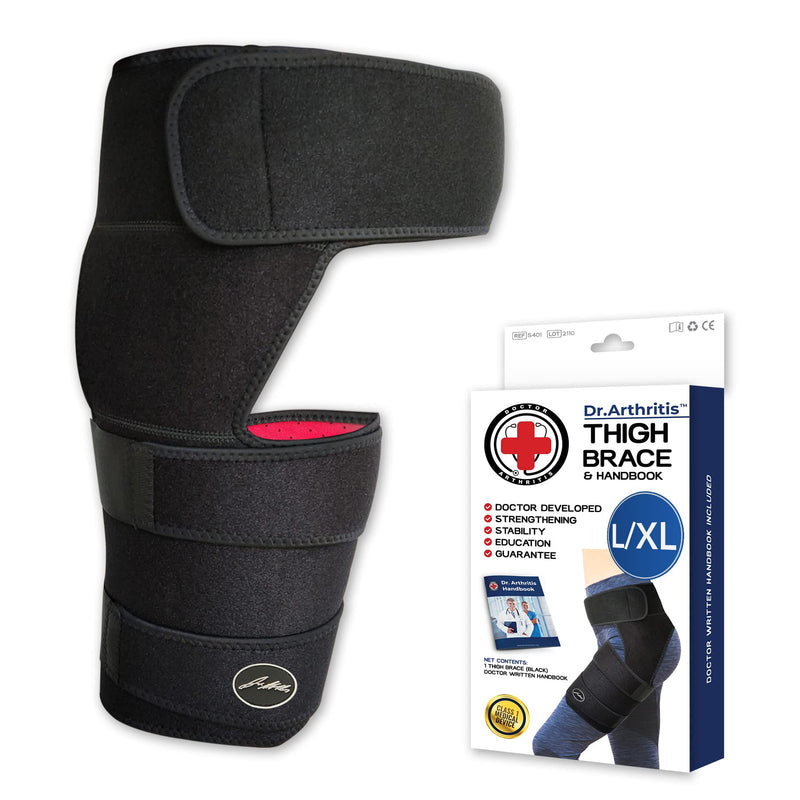 Doctor Developed Stabilizing Hip Support Brace - Sciatica Pain Relief, Piriformis Syndrome - Thigh compression, Hamstring compression wrap - Doctor Handbook included - Women & Men (L/XL, Black) L/XL - NewNest Australia