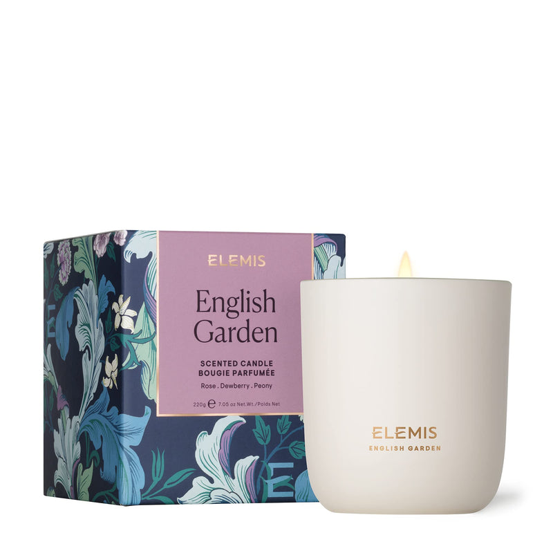 ELEMIS English Garden Scented Candle, Hand-Poured in England to Warm, Soothe & Relax Your Senses, A Sophisticated Scent with Freshly Blooming Rose Buds, Juicy Dewberries & Sweet Peonies, 220g - NewNest Australia