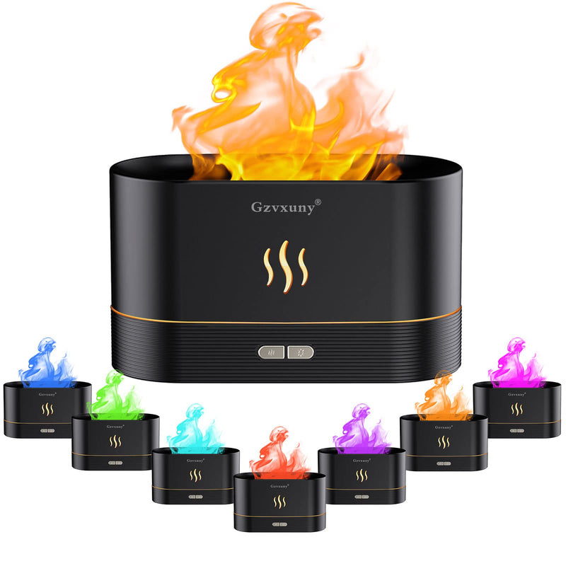 Gzvxuny Flame Essential Oil Diffuser, Upgrade 7 Colour Lights Aromatherapy Diffuser, Super Quiet Air Humidifier, Electric Aroma Diffuser, Waterless Auto-Off for Home Office Room, Black - NewNest Australia