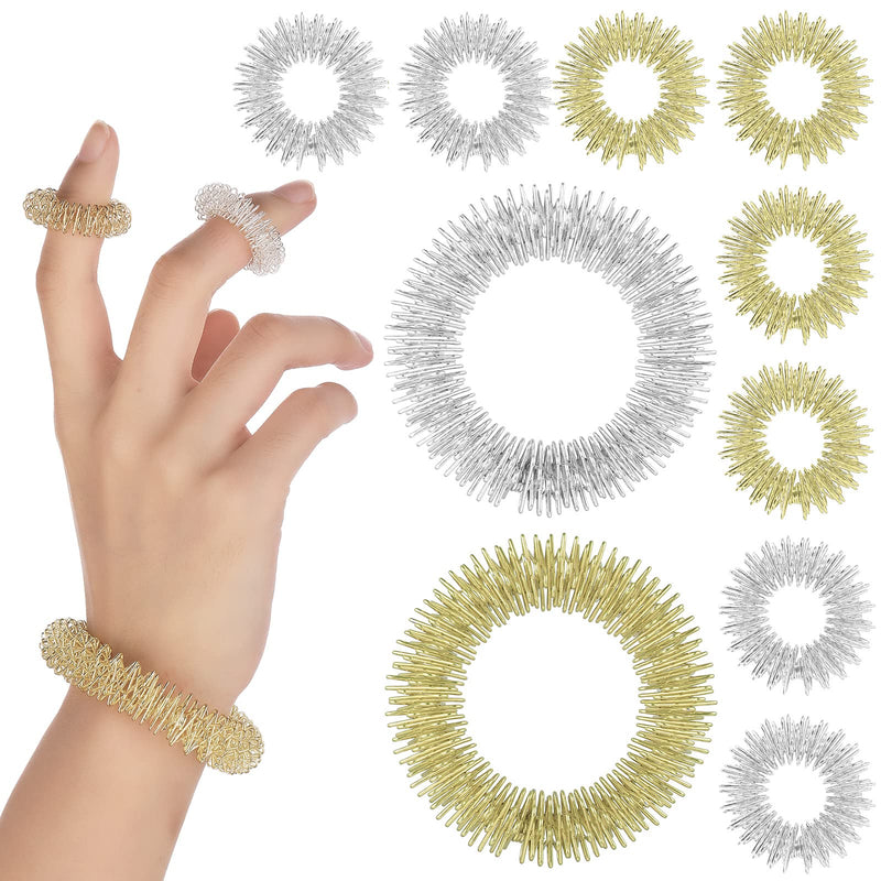 Prasacco 10 Pcs Spiky Sensory Finger Rings Acupressure Rings Sensory Finger Rings Set Wrist Massage Bracelets Fidget Sensory Toys Silent Stress Reducer and Massager - NewNest Australia