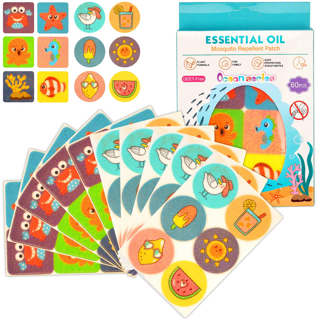 Mosquito Repellent Patches for Kids and Adults, Small Waterproof Stickers to Repel Bugs and Insects, 60 Patch Set Natural Insect Repellent, 24 Hours Protection, Skin Safe Summer Beach - NewNest Australia