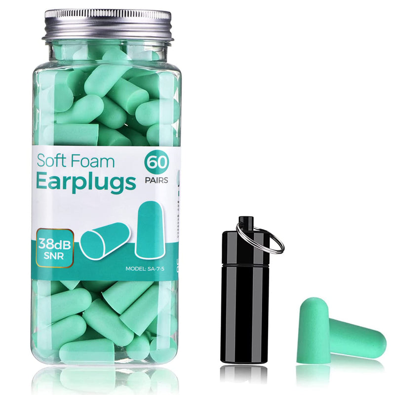 Ear Plugs for Sleep, Super Soft Foam Ear Plugs, 38 db Highest SNR, 60 Pairs Reusable Foam Earplug, One Size Fits virtually Every Wearer for Sleeping, Travel, Motorcycle, Loud Noise etc-Tiffany Green - NewNest Australia