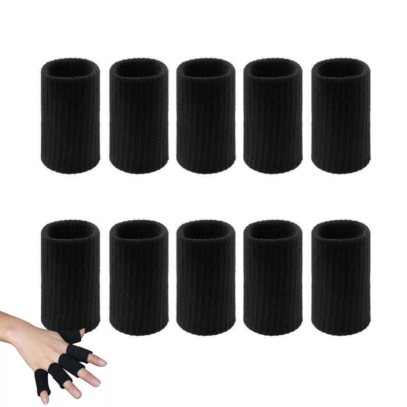 10 PCS Finger Sleeves, Thumb Splint Brace Elastic Finger Support Brace Protector Tape Breathable for Pain Relief Arthritis Trigger Basketball Baseball Compression Protector, Black - NewNest Australia