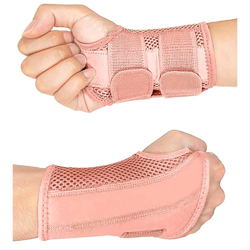 HYCOPROT Adjustable Wrist Supports Brace with 2 Metal Straps for Men and Women-Breathable Carpal Tunnel Wrist Splint for Relieve Tendonitis, Arthritis, Sprains S/M（Pack of 1） Pink-Right Hand - NewNest Australia