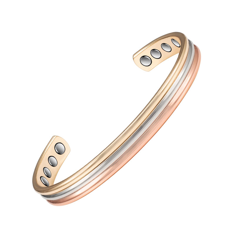 EnerMagiX Tri Tone Magnetic Copper Bracelets for Women or Men, Copper Bangles with 8 Magnets, 6.5'', Adjustable Size, Women's Day Gift for Mom, Wife - NewNest Australia