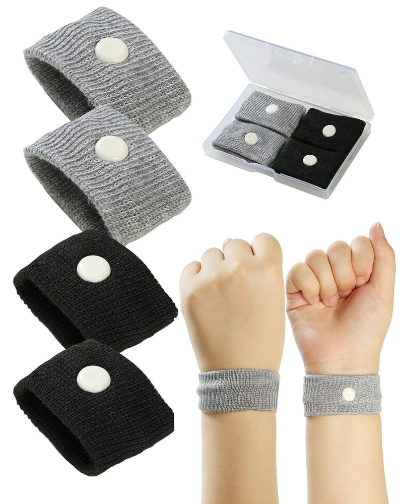 Travel Sickness Bands,2 Pairs Motion Sickness Wristbands for Kids and Adults-Motion Sickness Bands-Anti Nausea Wristbands-Nausea Bands for Morning Car Travel Sea Sickness Black+gray - NewNest Australia