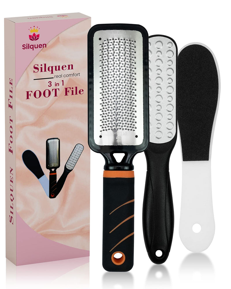 Pack of 3 Professional Pedicure Foot File of Good Plastic and Steel Grades, Remove Callus, Hard Skin Remover, Double-Sided Exfoliator-Scrubber, Easy to Use with Ergonomic Grip Pack of 3 - NewNest Australia