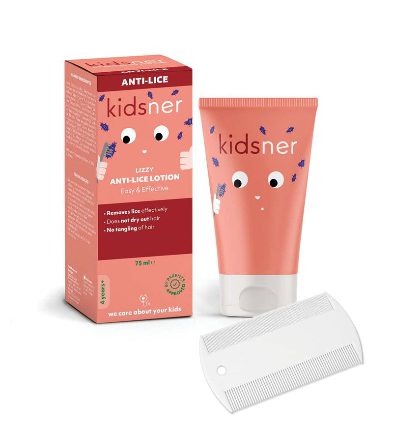Kidsner | Lizzy - Lice Lotion | Treats head lice in 15 minutes | Child friendly | Includes free comb | Gentle on hair | Natural ingredients | 75ml | Fast and effective head lice treatment | - NewNest Australia