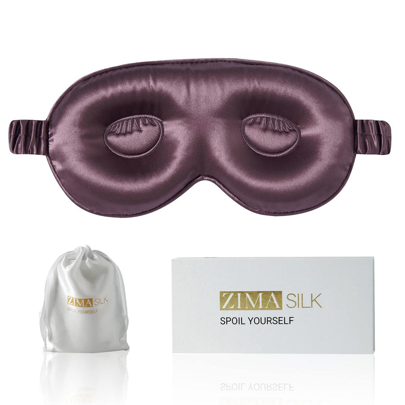 ZIMASILK 22 Momme Pure Mulberry Silk Sleep Mask, 3D Contoured Cup Eye mask Blindfold, with Silk Wrapping Strap, Super Soft & Comfortable Sleep Eye Mask for Sleeping. (Gray Purple) Gray Purple - NewNest Australia