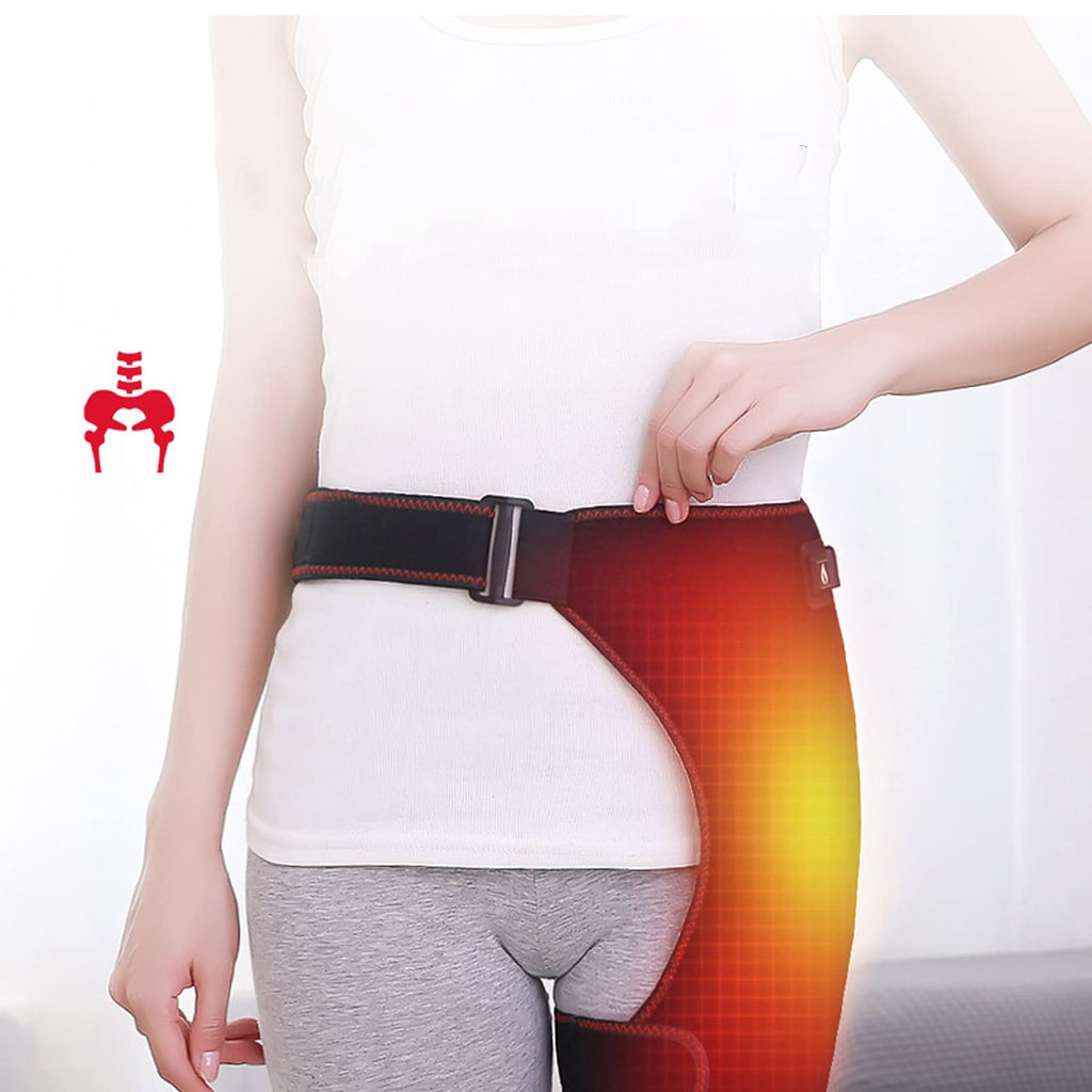 GAESHOW Hip Brace Heating, Groin Strain Support, Thigh Support Groin Brace with 3 Vibration Modes, Groin Wrap Hot Compress Brace Pain Relief Thigh Hamstring, Quad Muscle Strains Fit Men Women - NewNest Australia