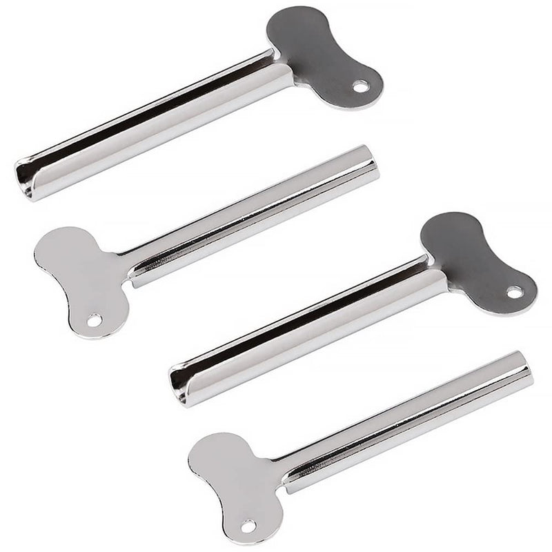 4 Pcs Metal Tube Toothpaste Squeezer Key Stainless Steel Toothpaste Tube Silver Key Dispenser Tube Squeezer Roller for Toothpaste Cosmetic Oil Cream Paint Squeezer - NewNest Australia