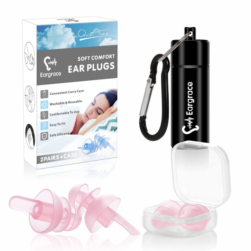 Ear Plugs for Sleeping 2 Pairs - 32dB Noise Reduction Earplugs with Detachable Cords, Reusable Soft Hearing Protection Ear Plugs for Sleep, Music, Festivals, Parties, Work, Study, Loud Events Pink - NewNest Australia