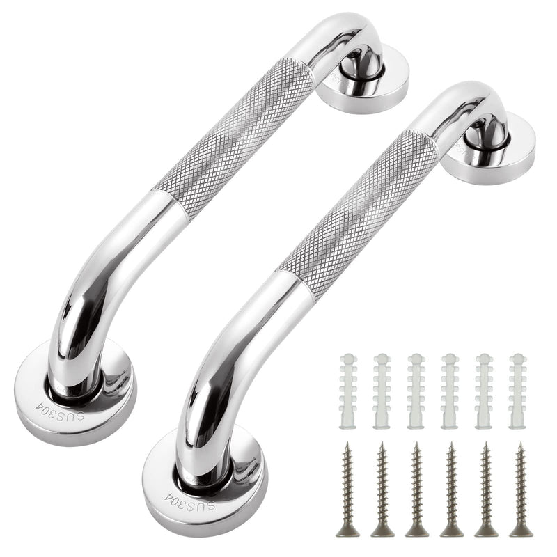 JMIATRY 2 Pack Grab Rails for Bathroom, 12 Inch Anti Slip Shower Handles for Seniors Disabled Elderly, Chrome Stainless Steel Safety Shower Handle Support Rail, Toilet Grab Handle - NewNest Australia