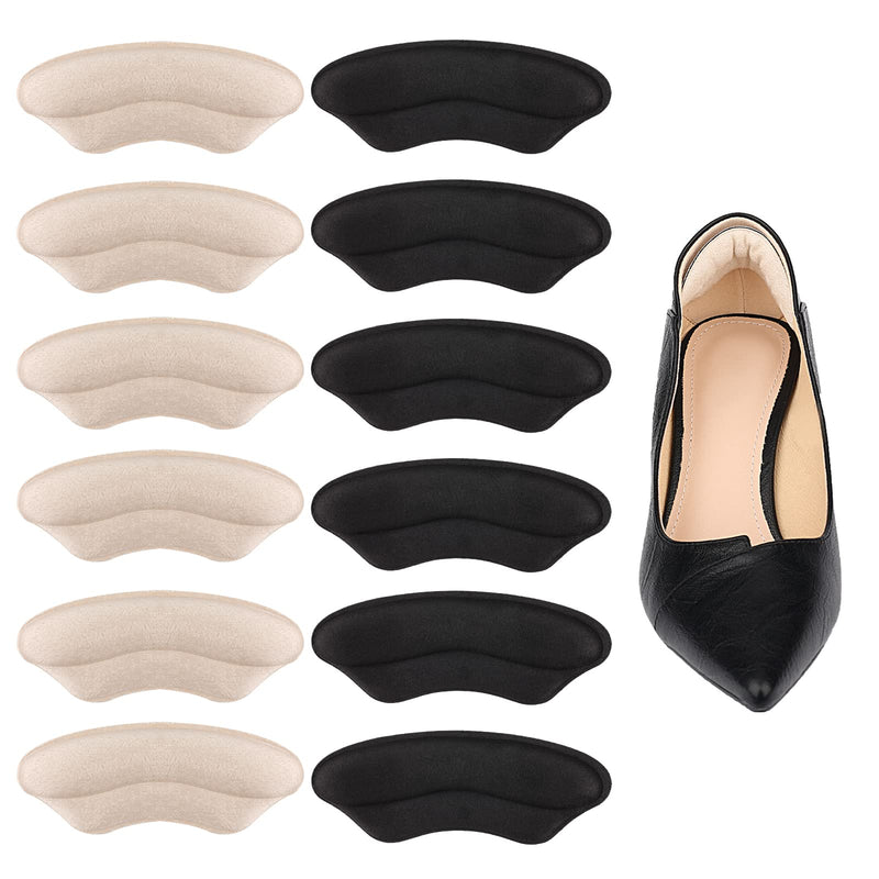 KINBOM 6 Pairs Heel Grips for Loose Shoes, Heel Cushions Pads Self-Adhesive Heel Pads for High Heels Loose Shoes Sneakers Women Men (3 Black, 3 Apricot Color) 3 Black, 3 Apricot Color - NewNest Australia