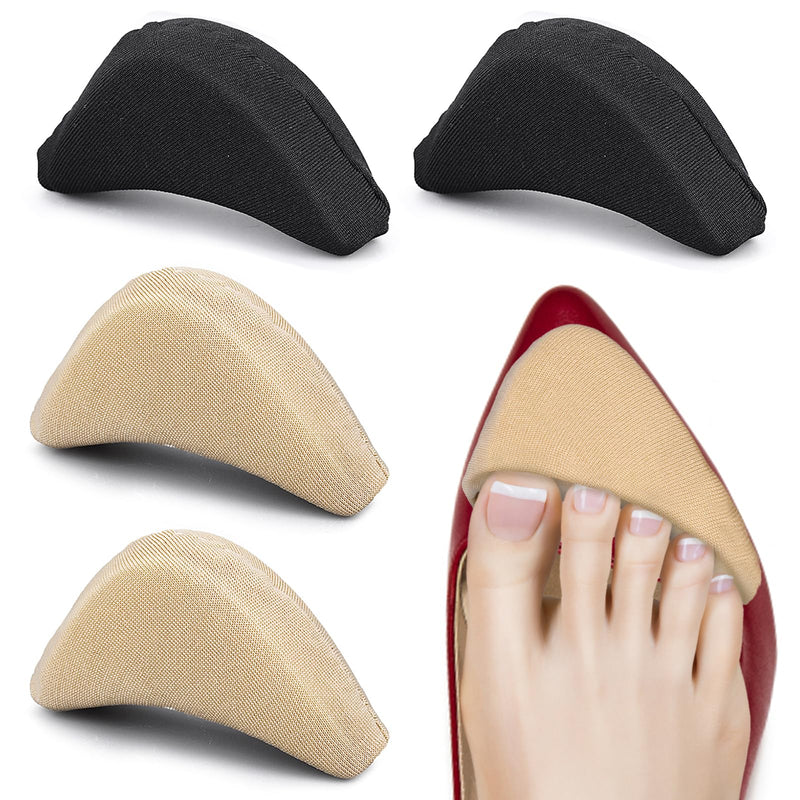 WLLHYF 2 Pairs Soft Sponge Adjustable Shoe Filler， Big Toe Plug Foot Brace Shoe Pads Unisex Shoe Too Big Inserts for High Heel Women Relief Foot Pain Reusable Make Big Shoes Fit Skin+black-2 Pairs - NewNest Australia