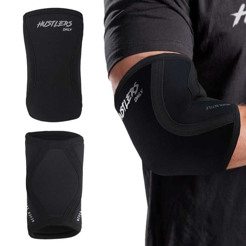 Hustlers Only Elbow Sleeves Weightlifting 5mm Neoprene Compression Elbow Braces for Instant Joint Pain Relief Elbow Support Sleeves for Gym Training, Fitness, and Workout. (M, Black) M - NewNest Australia