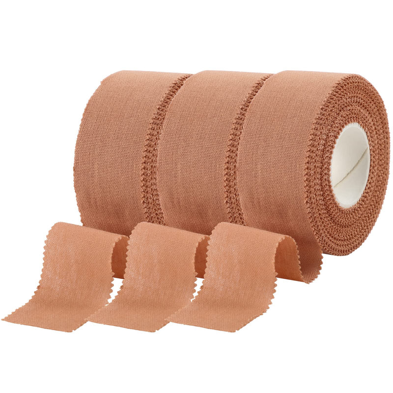 3 Rolls Zinc Oxide Tape, 10m x 2.5cm Cohesive Bandage Flexible Breathable Wrist Finger Tape Easy Tear Athletic Sports Tape for First Aid Sports Ankle(Skin) Skin - NewNest Australia