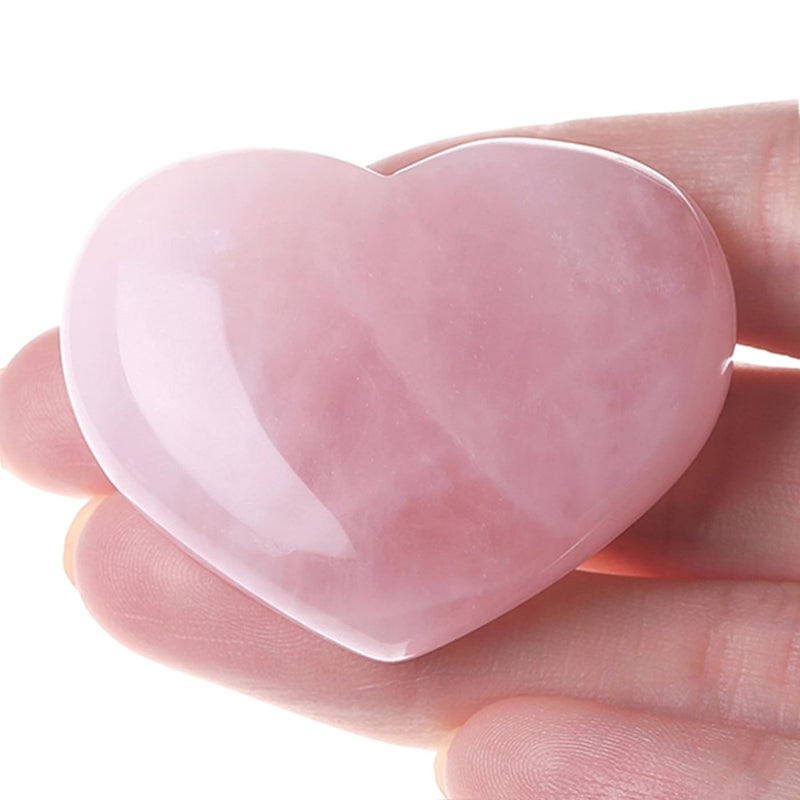 XIANNVXI 45mm 1.8" Rose Quartz Healing Crystals Heart Stones 100% Natural Crystals Gemstones Polished Love Puff Palm Stones Reiki Crystal Gifts Pink - Rose Quartz - NewNest Australia