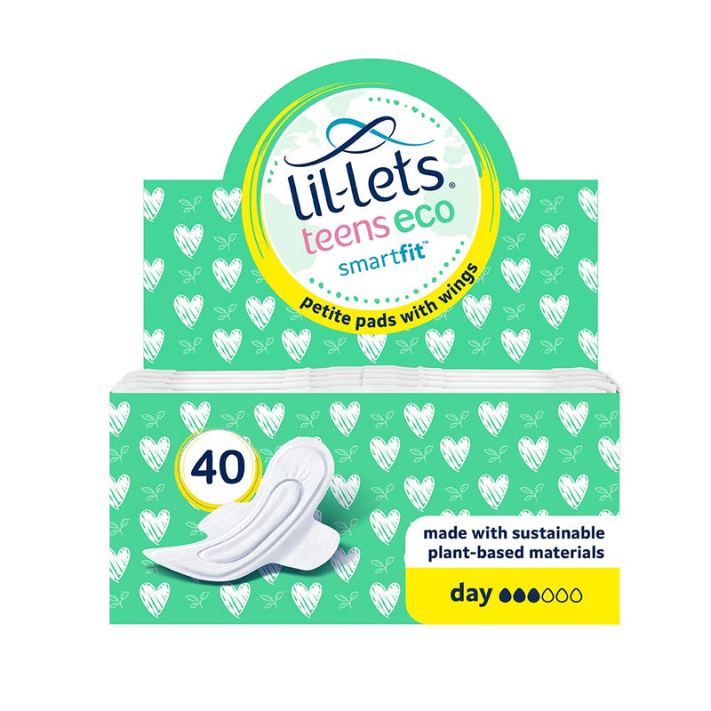 Lil-Lets Teens Eco Day Pads X 40 | Petite Towels for Girls & Teenagers | with Wings | Plant-Based Materials | Contains Sustainable Bamboo | Light to Medium Flow - NewNest Australia