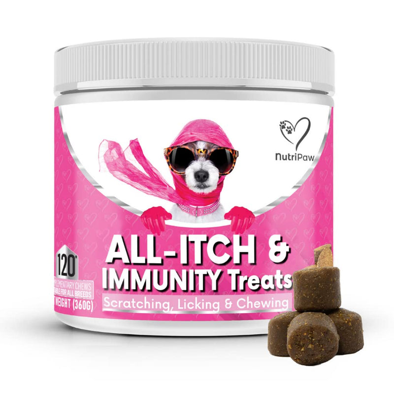 NutriPaw All-Itch Immunity Treats For Dogs - Soothe Itchy Paws, Eyes, Ears, Skin - Stop Itching, Licking, Scratching - Perfect for Small, Medium & Large Dogs - Supports Seasonal Itching - PawsPlanet Australia