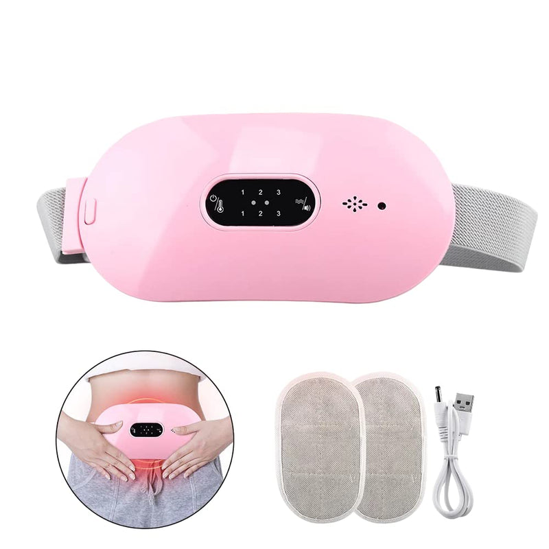 Portable Cordless Wireless Heating Pad for Menstrual Period Cramps, Electric Waist Belt Device, 3 Heat Levels and 3 Vibration Massage Modes, Back or Belly Heating Pad for Females (White) White - NewNest Australia