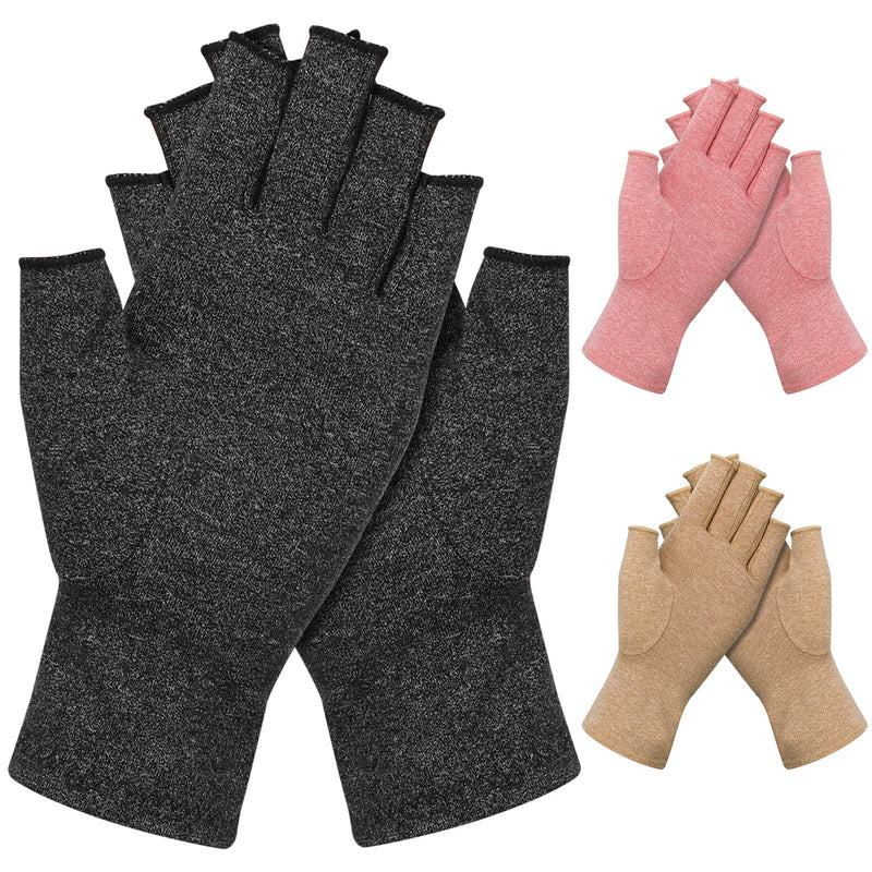 3 Pairs Arthritis Gloves Fingerless Compression Gloves Non-slip for Women Men, Compression Gloves Fingerless for Computer Typing, Dailywork, Hands and Joints Pain Relief black - NewNest Australia