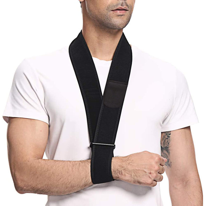 supregear Arm Sling, Adjustable Collar and Cuff Sling Immobilizer Lightweight Neck Support Simple Arm Sling Breathable Medical Shoulder Support for Men Women, One Size Fits All, Black - NewNest Australia