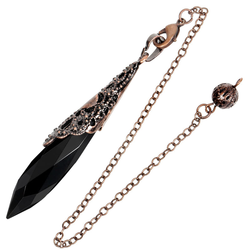 KYEYGWO Crystal Stone Pendulum with Vintage Chain, Crystal Dot Pendant Necklace, Reiki Healing Stone Pendulums for Divination Meditation Scrying Balance Black Obsidian - NewNest Australia