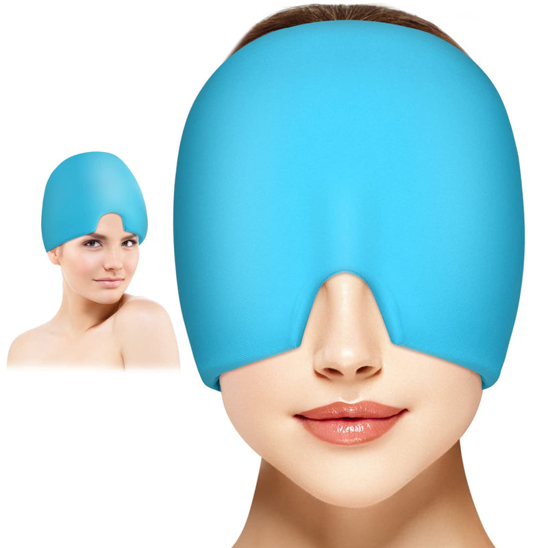 ACWOO Migraine Relief Cap, Reusable Cold Hot Therapy Migraine and Headache Relief Cap, Single-Sided Gel Ice Hot Head Wrap for Chronic Migraine, Tension Headache, Sinus Stress, Puffy Eyes (Blue) Blue - NewNest Australia