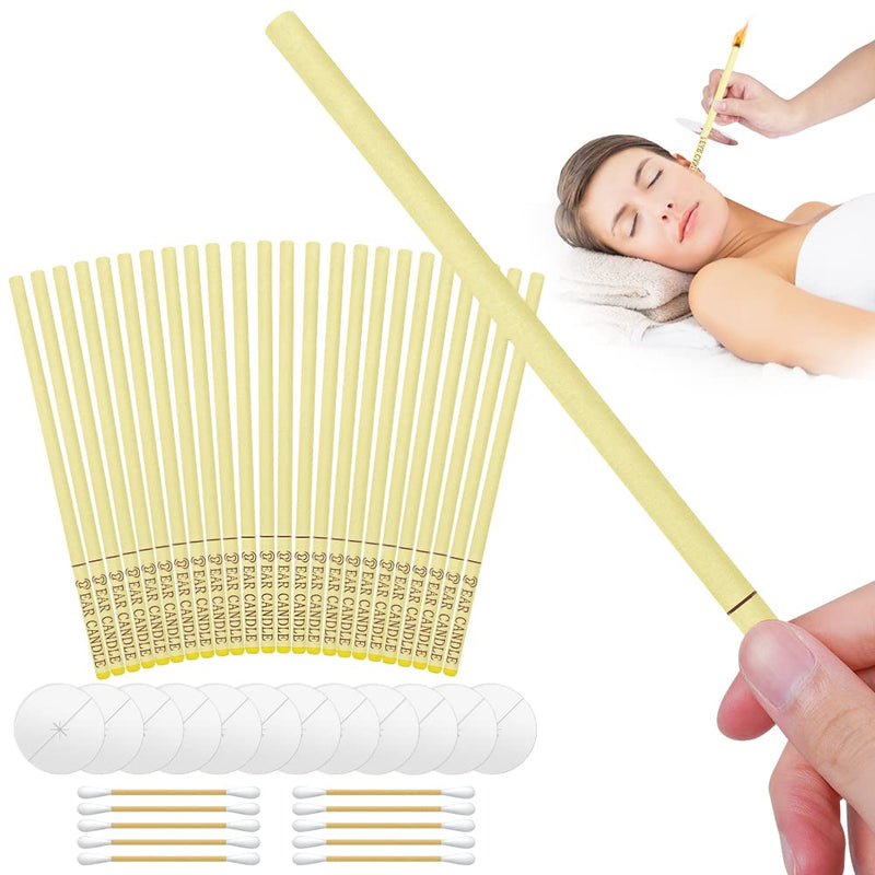 ACWOO Ear Candles, 24Pcs Natural Beeswax Ear Candles, 100% Non-Toxic Cylinders Fragrance Hollow Candles, Ear Wax Remover Candle Kit for Blocked Ears (Beige-24P) Beige-24pcs - NewNest Australia