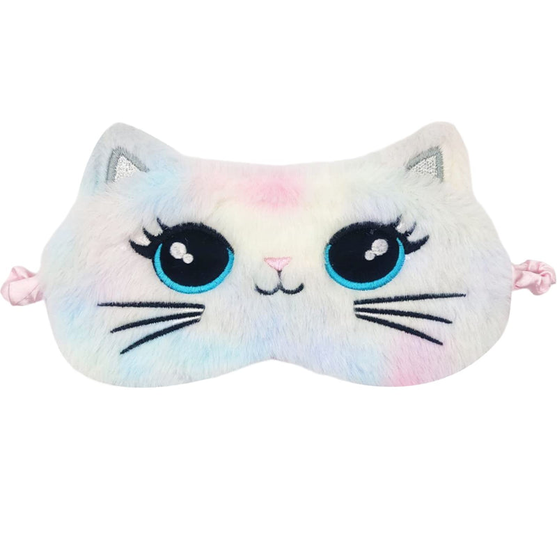 Eye Mask for Sleeping, Cute Cat Animal Soft Fluffy Plush Sleep Mask Novelty Funny Blindfold Breathable Eyeshade Cartoon Eye Cover for Kids Girls and Adult Night Nap Travel Meditation A7DWMRYZ White - NewNest Australia