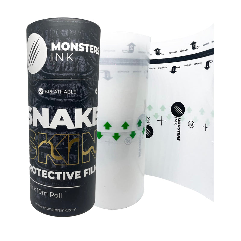 Monsters Ink Second Skin Tattoo Cover & Waterproof Dressings for Wounds 10m x 15cm Tattoo Aftercare Bandage Skin Wrap Roll Great for Tattoo Healing - NewNest Australia