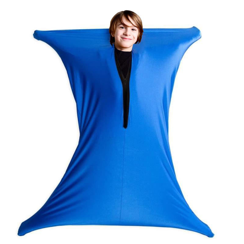 Runmeihe Sensory Body Sock for Kids, 47"x27" Full-Body Wrap Stretchy Body Sox to Relieve Stress for Children with Autism, Anxiety (Height 114-137CM) M(114-137CM) Blue - NewNest Australia