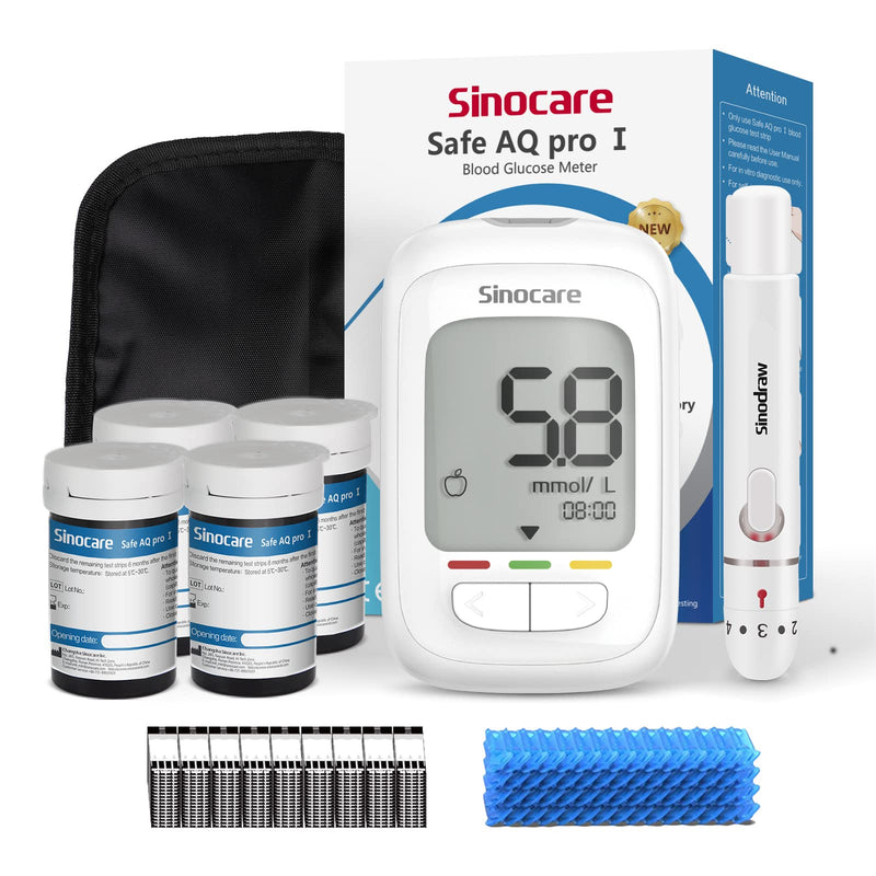 Sinocare Blood Sugar Monitor, 100pcs Strips & 100pcs lans. Safe AQ Pro I Diabetes Testing Kit with Ketone Warning, 2023 Upgrading Blood Glucose Monitors, Including Battery, mmol/L AQ Pro Set - 100 - NewNest Australia