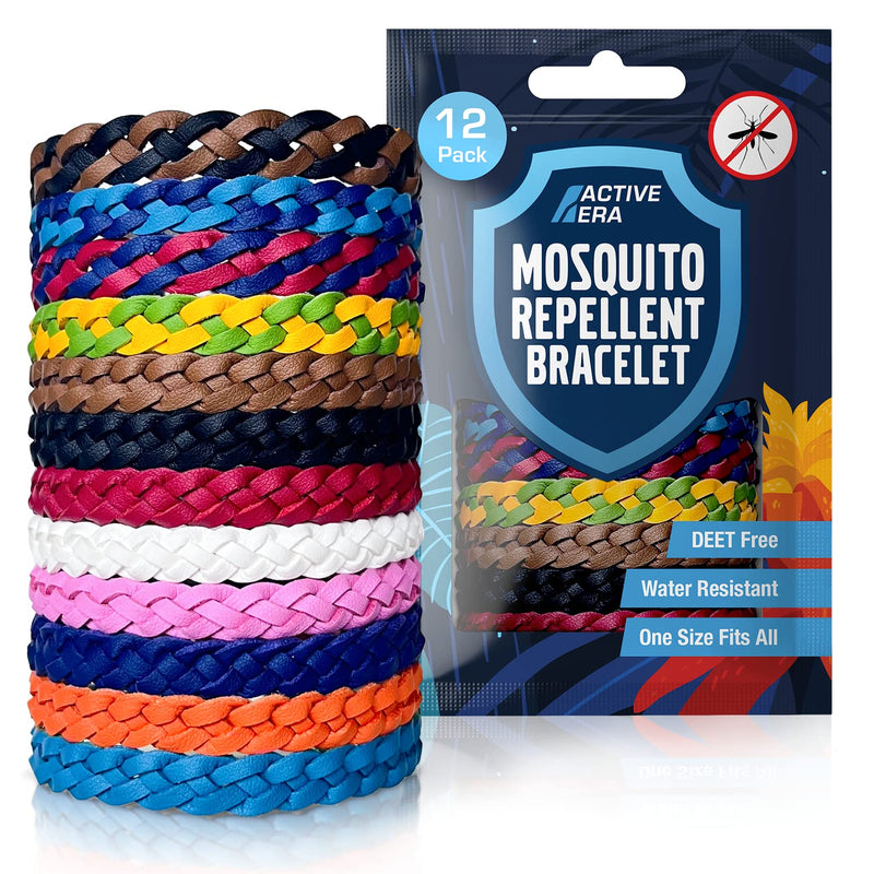 Active Era Mosquito Repellent PU Leather Bracelet 12 Pack - Anti Mosquito Bands for Adults & Kids 3+, Powerful DEET Free Formula, Natural Ingredients - Waterproof with 10 Days of Protection - NewNest Australia