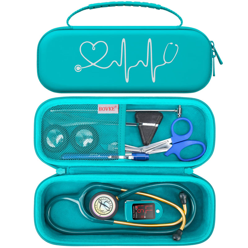 BOVKE Travel Stethoscope Case for 3M Littmann Classic III, Lightweight II S.E, MDF Acoustica Lightweight Stethoscopes, Mesh Pocket for Pen Lights, Medical Scissors and Nurse Accessories, Turquoise - NewNest Australia